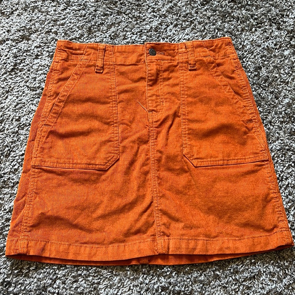 pumpkin orange corduroy skirt